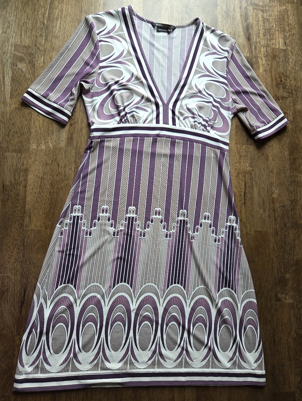 BCBG V-Neck Patterned Mini Dress